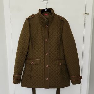 Lands End Quilted Olive Green Jacket